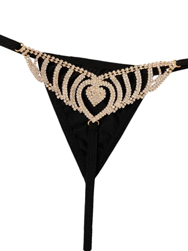 Image of RoseSeek Women's Sparkling Butterfly Chain Underwear Low Rise Cheeky G String Panty