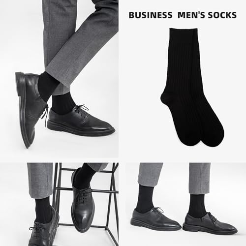 Men's Boy's Seamless Dress Socks-Comfort Lightweight Business Cotton Crew Sock 3-6 Pack2