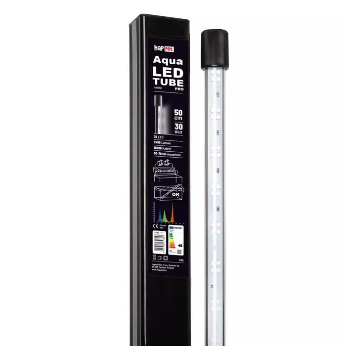 Happet AquaLED Tube Pro White 50 cm 30W Aquarium LED Lampe – 10000K Weißlicht für natürliche Farben und Pflanzenwachstum, Hermetisch versiegelte Beleuchtung für 50–70 cm Aquarien