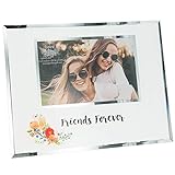 Pavilion Gift Company Friends Forever-9.25x7.25 Inch Mirrored Glass Floral Easel Back Picture Frame,...