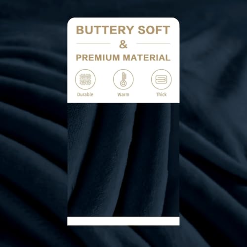 Image of Homestan Sherpa Fleece AC Blanket for Winter, Double 88x90 inch | Navy & Grey, All Season Comforter, Reversible 400 GSM Quilt, No Filling, Soft & Warm Throw, Breathable