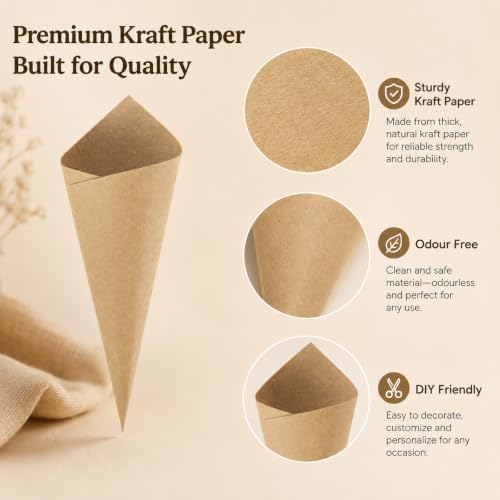 Image of Gadpiparty 120pcs Paper Conesfor Flower Petals, for Wedding Confetti Flower Paper Cones Party Favor Holders, Small Bouquets Candy and Petal