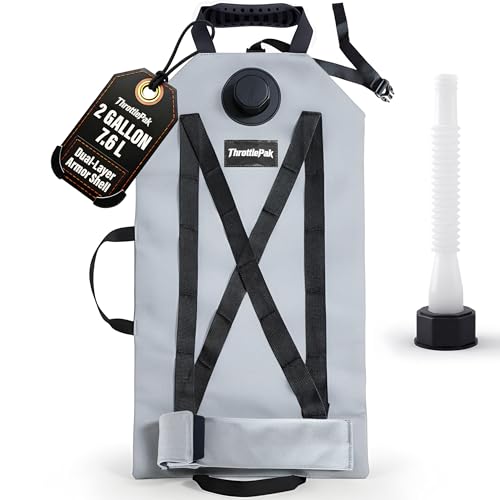 ThrottlePak 2 Gallon Collapsible Liquid Bladder for Motorcycles - Armadillo Bag with Reinforced Stitching X Straps - Emergency Fluid Pouch for Adventure - Motorcycle Spare Automotive Fluids Can