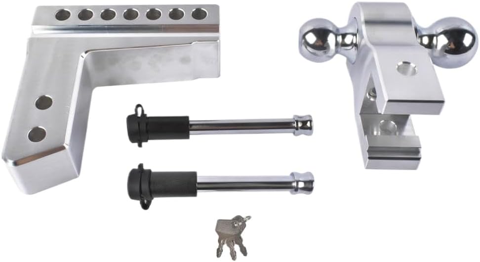 Trailer Hitch Ball Mount Fits 2 5 Inch Receiver 6 Inch Drop Rise Aluminum Drop Hitch 18500LBS with 2 Latches with Locks