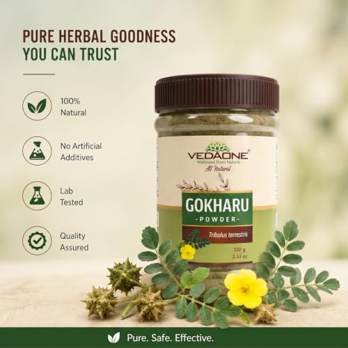 Image of Vedaone USDA Organic Gokharu 100g Powder For Rejuvenation - Pack of 3