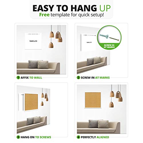 Elegant-Boards-Cork-Bulletin-Board-12X-12-Square-Wall-Tile-Modern-White-Framed-Board-For-Home-And-Office-Hardware-And-Template-Included
