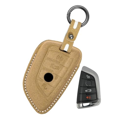 Étui de protection en daim pour clé de voiture BMW Série 3 5 X5 X6 marron 6 boutons