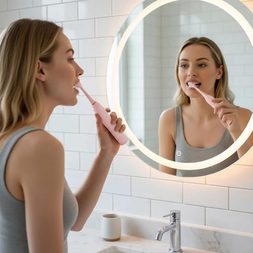 Image of Sonic Electric Toothbrush | Waterproof Rechargeable Toothbrush with Replaceable Brush Heads | Cosmic Lite Sonic Toothbrush with 6 Modes, 4 Brush Heads, 1 Interdental Head - Pack of 1 Pink Color