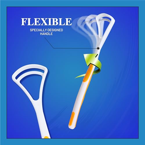 Image of Plastic Tongue Cleaner for Adults and Kids Fights Bad Breath Oral Care Tongue Cleaner, Easy to Use Travel Friendly- Pack of 4