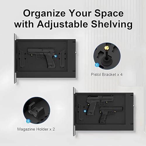 Image of Biometric Hidden Gun Safe fits 2 pistols,Quick Access Wall Gun Safe