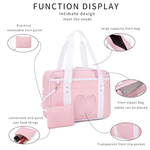 50% Off Heart Shape Window Japanese Handbag - Laptop & Shoulder Bag