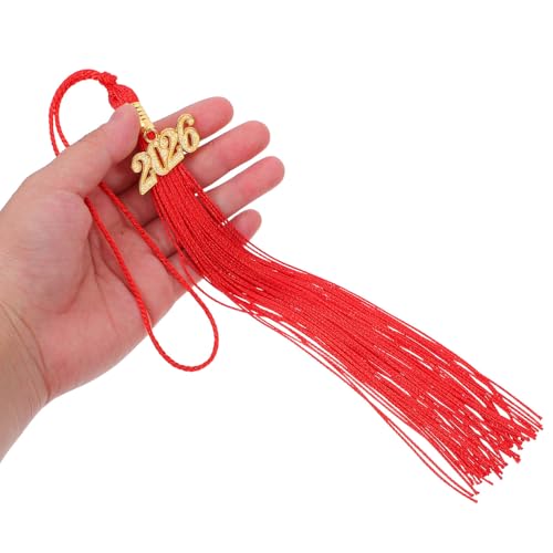 Borlas de graduación con dije 2026 rojo y cierre metálico de alta densidad 5