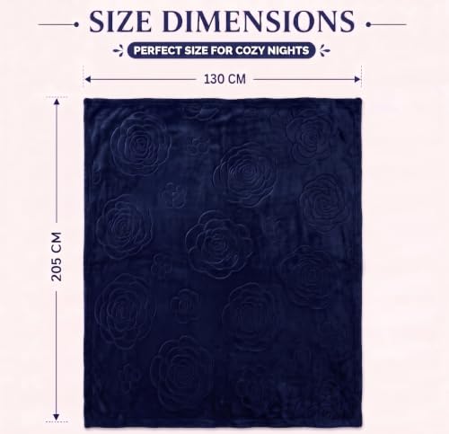 Image of BSB HOME 280 GSM Micromink Blanket, Premium Soft Warm Cozy Winter Blanket, Plush Double Bed Blanket, Ultra Soft Comfortable Bedding, Embossed Floral Design, 40 x 80 Inches (103 x 205 cm) - Deep Teal