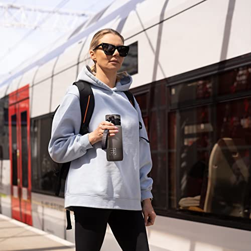MOMO WAY Drinking Bottle Tritan Water Bottle BPA Free Reusable for School Sports Fitness Gym Easy Closure Gift for Men Women and Children Gray Black 600ml - Image 4