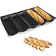 Meajore Baguette Backform, Antihaft Silikon BröTchen Backform, 5 Hohlräum Baguette-backblech, Silikon Glasfaser Baguetteblech (45 x 34 x 3,6 cm)