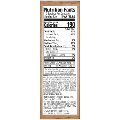 Lance Sandwich Crackers, Made with Whole Grain Crackers, Cheddar Cheese, 10 Packs, 6 Sandwiches Each - image 5
