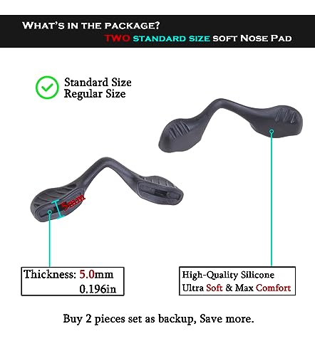 2 Pieces Replacement Nose Piece Nose Pads for Oakley Radar EV Path/Radar EV Pitch/Radar EV XS Path OJ9001 OO9208 OO9211 OO9275 Sunglasses Frame, Black Standard Fit3