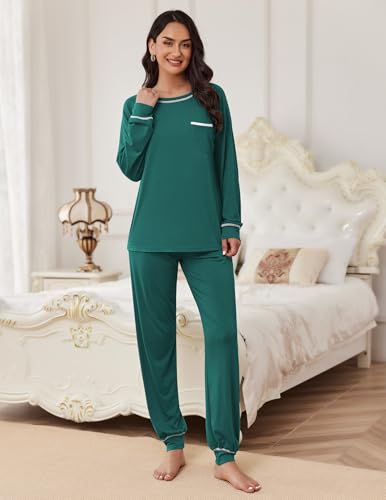 Image of Ekouaer Pajamas Set for Women Soft Comfy Pjs Sets Long Sleeve Sleepwear Loungewear S-XXL