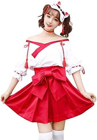 [Malymoon] 巫女 みこ コスプレ ハロウィン かわいい レディース 衣装 仮装 和装 和服 着物 セクシー マリームーン 7点セット【3683】 詳細画像1