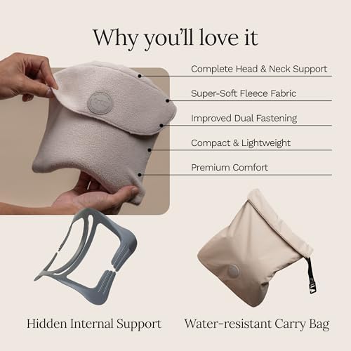 Trtl Travel Pillow Original 2.0 – Scientifically Proven Super Soft Travel Pillow with Premium Head & Neck Support – for Airplane Travel – Machine Washable – Lightweight & Compact – Sand Beige - 4