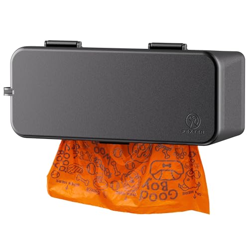 Dog Waste Station - Large Roll Dog Poop Bag Dispenser - Outdoor or Indoor Pet Waste Bag Dispenser Station - Stick-On or Screw-On Wall Mount - Poop Bags Storage Outdoor - Includes 315 Bag Roll (Black)