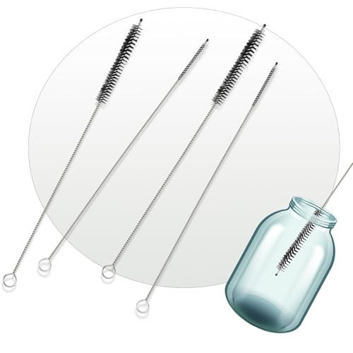 4er Set Reinigungsbürsten für Kaffeevollautomaten, 3mm & 7mm Ø, schlauchbürste, Geeignet für Miele, Jura, Siemens Krups、Saeco、Melitta、Bosch、Nivona - für Milchleitungen, Brühgruppen und Kaffeeausläufe