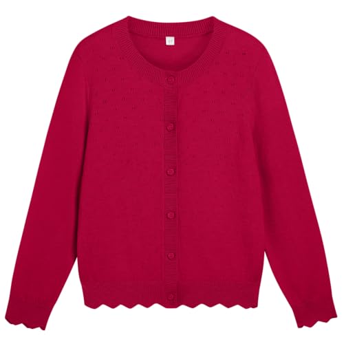 HOZIY Girl Cardigan Kids School Uniform Long Sleeve Sweater 5-12 Years