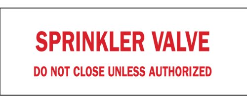 Panneau anti-incendie plastique Brady 22692 plaque signalétique sprinkler valve 17,8x25,4