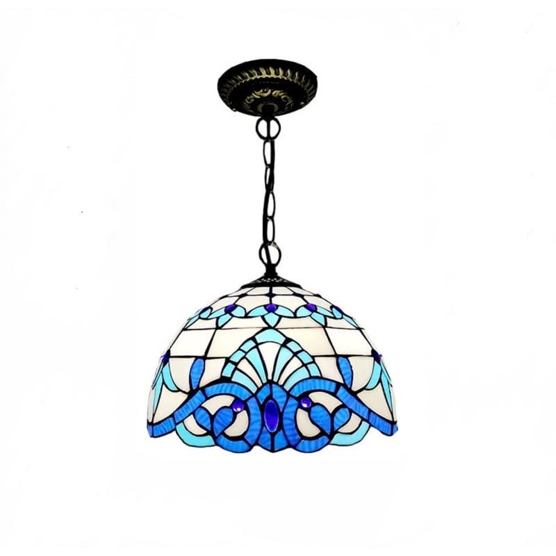 T.E Lustre en vitrail fait main, longueur réglable, taille 30x30x18