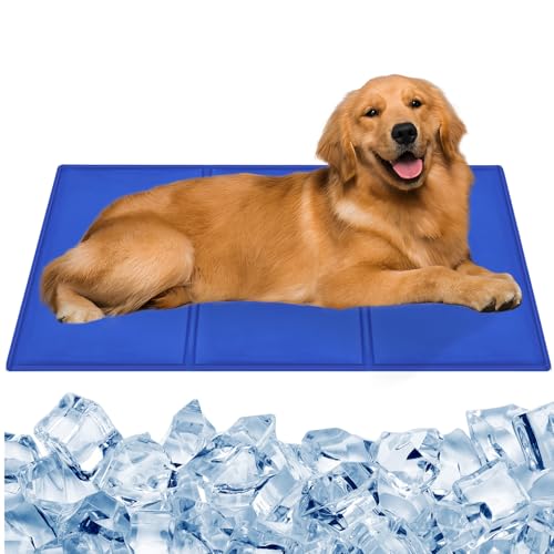 CIOXSOIO Alfombra Refrescante para Perro 90 x 50cm, Alfombrilla de Refrigeración Automática para Mascotas, Gel Seguro y No Tóxico, Cama Refrescante Perro, Manta Refrescante para Perros y Gatos