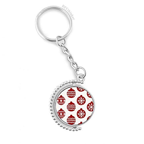 Llavero de anillo giratorio Pilgrim con diseño de copo de nieve rojo estilo Fiesta de Navidad