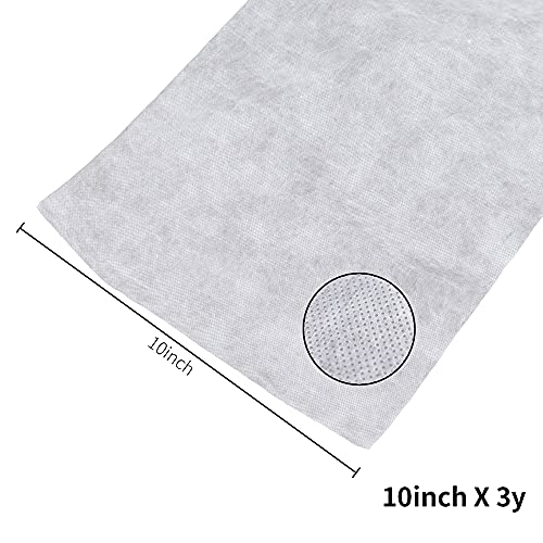 Wash-Away Water Soluble Stabilizer 10" x 3 Yard Light Weight Non Woven Wash Away Machine Embroidery Topping Embroidery Stabilizer Backing for Sewing Craft