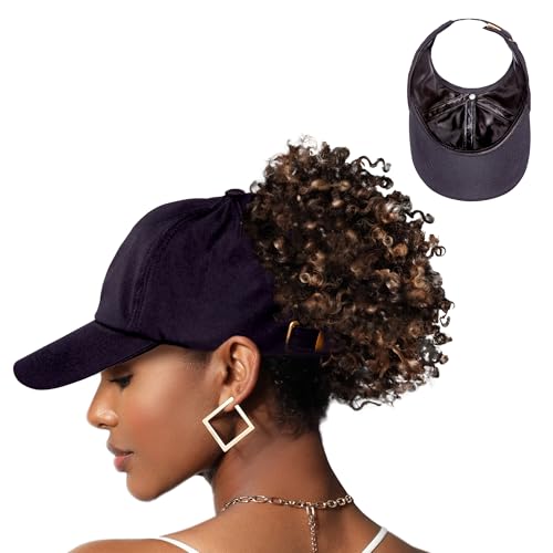 Red By Kiss Satin-Lined Backless Baseball Cap, Comfortable Fit Adjustable Hat For Ponytail Designs Fashion (Black)