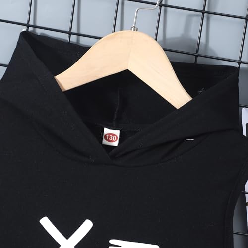 Image of Boys 2PCS Hooded Summer Sleevless Tank Top and Drawstring Elastic Waist Shorts Sport Clothing Sets
