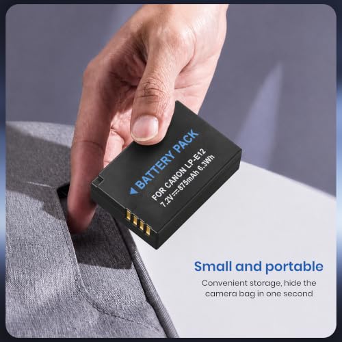 Image of Simpex LP-E12 Rechargeable Camera Battery 7.2V Li-ion Replacement Battery Compatible with Canon EOS M, M2, M10, M50, M100, 100D, Kiss M, Kiss X7, Rebel SL1 & PowerShot SX70 HS(Black)