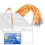 36pcs Orange Lanyards for Neck with 36pcs Card Holder, Clear Plastic ID Card Holder and Lanyard, Horizontal Sealable Waterproof Name Badge Holders with Lanyard for ID Cards, Office, School, Bus Passes