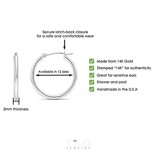 Image of 14k White Gold Classic Round Hoop Earrings