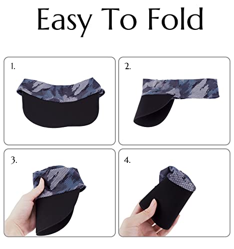 Saniripple Foldable Sun Visor Hats With Upf 50+ Lightweight Sports Sun Cap For Cycling, Running, Hiking Blue And White Camo #TOP4