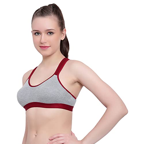 Image of Women's Poly Cotton Non-Padded Wire Free Full Coverage Medium Impact Everyday Sport Bra