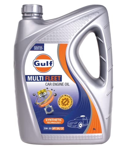 GULF MULTI FLEET 5W-30 - [3 L] API SN/CF Car Engine Oil with Synthetic Technology using Anti-Wear Technology for Reduced Maintenance Cost