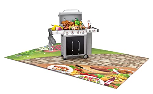 Liif Bbq Grill 3D Greeting Fathers Day Card, Pop Up Fathers Day Card, Birthday Card For Dad, Men, Husband, Brother, Boss, Friendship | With Message Note | Size 8 X 6 Inch #TOP1