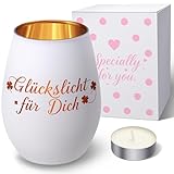 ZASUN Windlicht mit Gravur Glückslicht Geschenke für Frauen, Windlicht aus Glas Teelichthalter mit Aufschrift für Kollegin Nachbarin, Personalisierte Geburtstag Weihnachten Dankeschön Geschenk