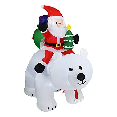 LHZTZKA Christmas Inflatable Doll Decorations, Polar Bear Santa Claus, Inflatable Santa Claus with Shaking Head, LED Light Christmas Decoration For Indoor Outdoor Light Yard Garden Cover