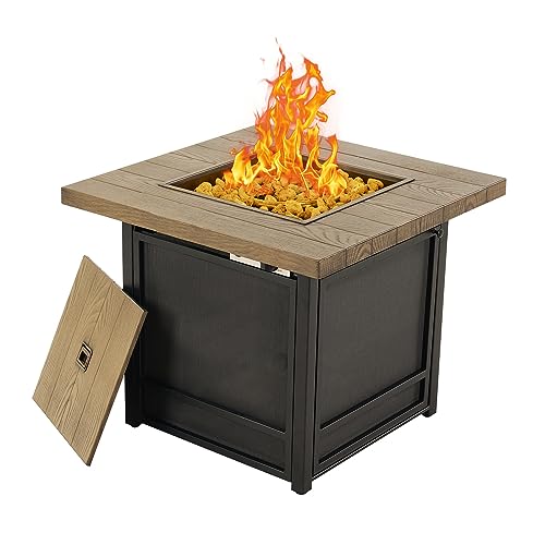 Detachable Propane Fire Pit Table, 29 Inch Square Outdoor Gas Fire Pits Clearance 50,000 BTU
