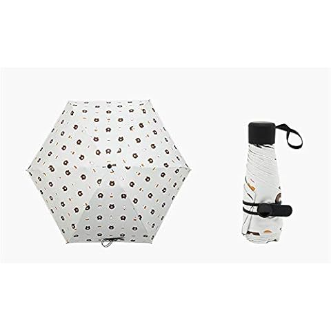 LOVEHEVOL Five-Fold Sunshade Umbrella Pocket Portable Mini Windproof And Uv Protection Black Glue Beach For Outdoor Activities,White Cover