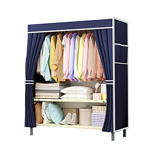 RIJPEX Armario De Color Sólido, Armario De Tela Portátil Percha De Metal Armario De Tela Perchas Que Ahorran Espacio para Armarios Fácil De Instalar (Tamaño: 172 * 128 * 48 CM) (A 172 * 100 * 48 CM)
