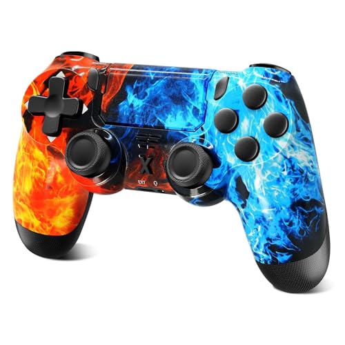 Glitfix Controller per PS4, Wireless controller di gioco compatibile con PS4/Pro/Slim/PC Joystick con Turbo/Tasto Indietro/Doppia Vibrazione/Sensore Giroscopico Assiale/Touchpanel