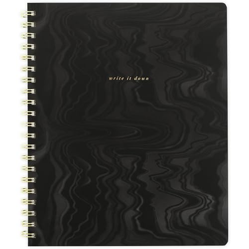 hardcover spiral notebook, marble design journal, spacious writing hardcover notebook,9.1'x11.1' ，large ，black，160-page