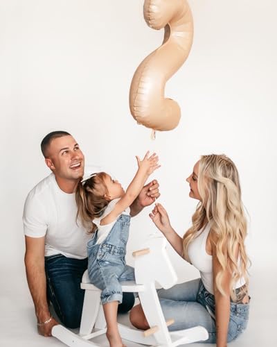 Image of Light Brown 4 Balloon, Tan Number Balloons 40 Inch, 4th Beige Party Decorations, Sandy Brown Four Large Numbers for Party Decor, Khaki Number 4 Balloon