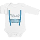 Shirtgeil Meine erste Lederhose - Oktoberfest Babys Baby Langarm Body 0-3 Monate Weiß